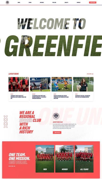 FC Greenfield WordPress Theme Home Layout