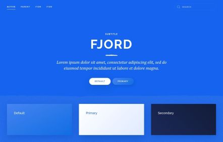 Fjord WordPress theme UI Elements in Blue White Style