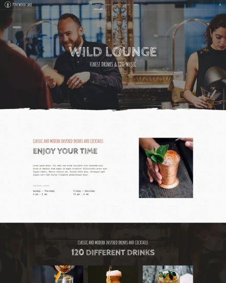 Pinewood Lake Joomla template Bar Services Layout