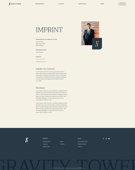 Gravity Tower Joomla template Imprint Layout