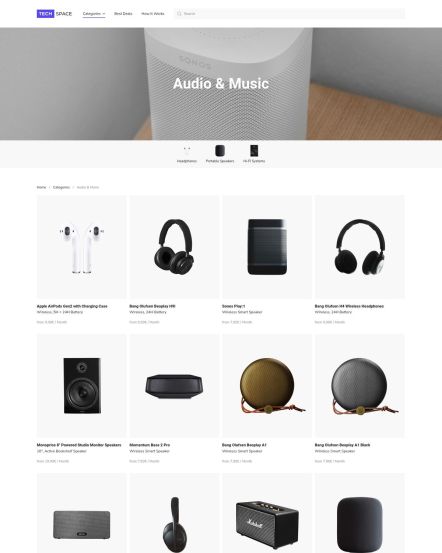 Tech Space WooCommerce theme Product Category Layout