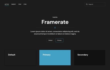 Framerate WordPress theme UI Elements in Dark Blue Style