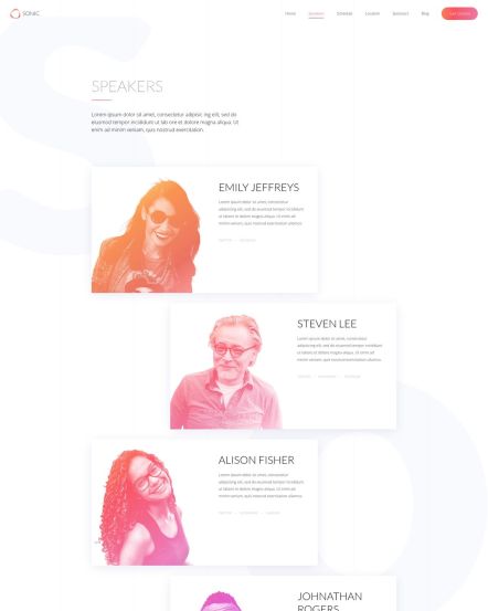 Sonic Joomla template Speakers Layout