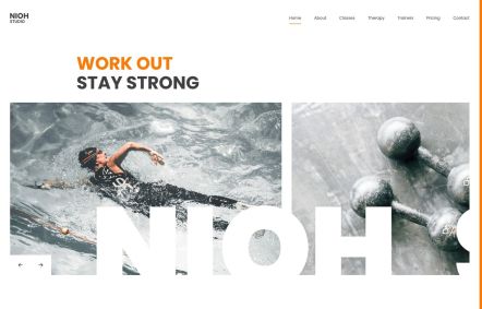 Nioh Studio WordPress theme Home Page in White Orange Style