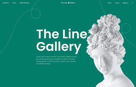 Line Gallery WordPress theme Home Page in Light Green Style