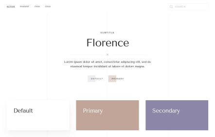 Florence WordPress theme UI Elements in White Beige Style