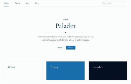 Paladin WordPress theme UI Elements in Light Blue Style