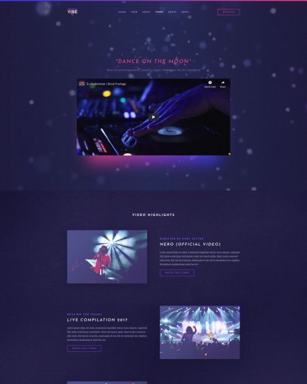 Vibe WordPress theme Music Videos Layout