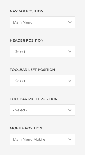 Menu positions