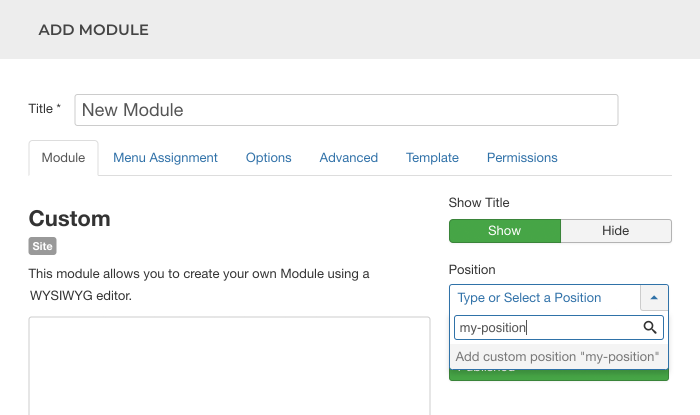 Create module position