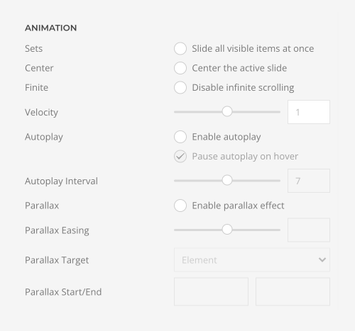 Panel slider animation