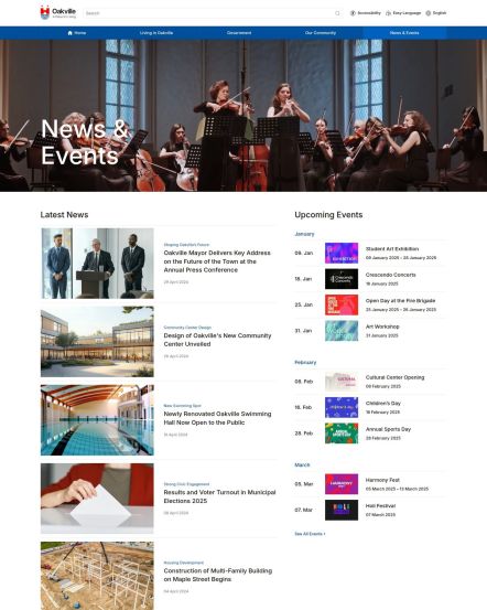 Oakville Joomla template News and Events Layout