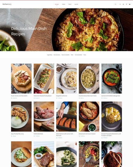 Kitchen Daily WordPress theme Recipe Category Layout
