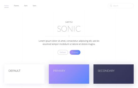 Sonic WordPress theme UI Elements in White Purple Style
