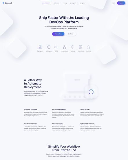 DevStack Joomla template Landing Page Layout