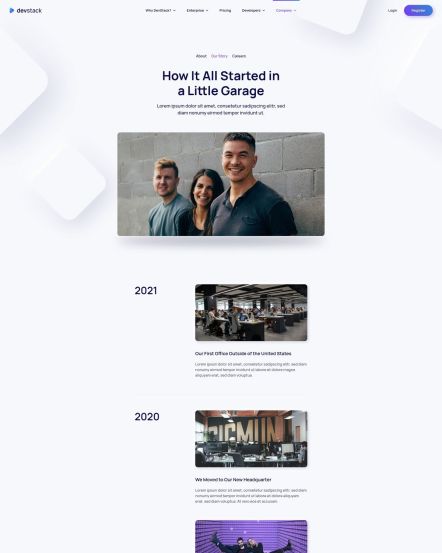 DevStack Joomla template About Layout