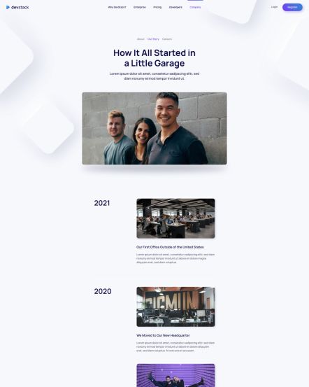 DevStack WordPress theme About Layout