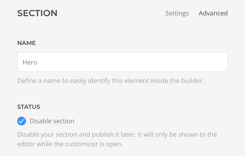 Disabled Section Setting