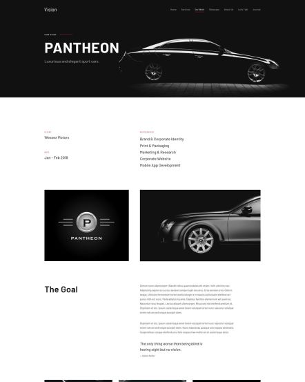 Vision WordPress theme Case Study Layout