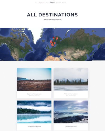 Fjord WordPress theme Destination Index Layout