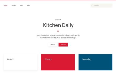 Kitchen Daily WordPress theme UI Elements in White Red Style