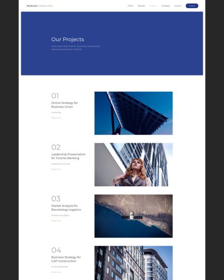 Morgan Consulting WordPress theme Portfolio Layout