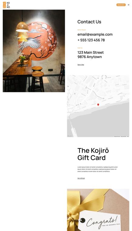 Kojiro WordPress Theme Contact Layout