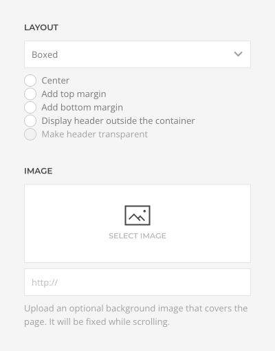 Layout setting boxed page