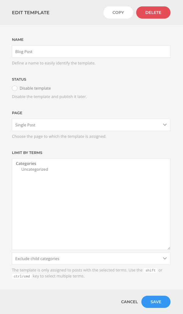 Single post page