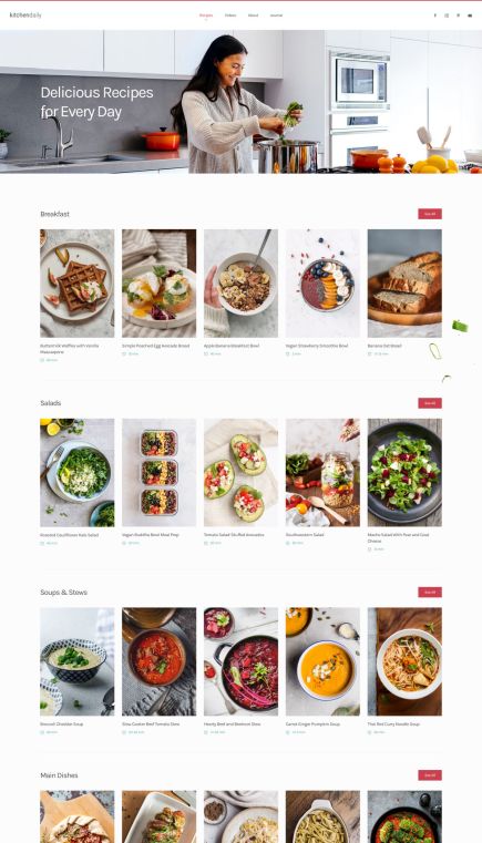 Kitchen Daily Joomla Template Categories Layout
