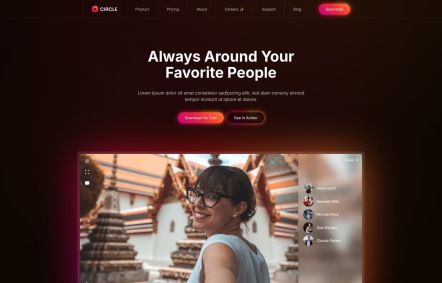Circle WordPress theme Home Page in Black Orange Style