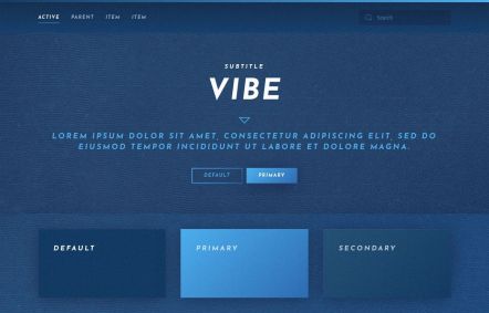 Vibe WordPress theme UI Elements in Dark Blue Style