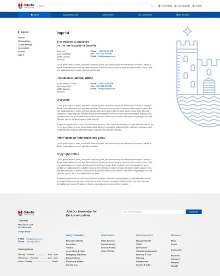 Oakville Joomla template Imprint Layout