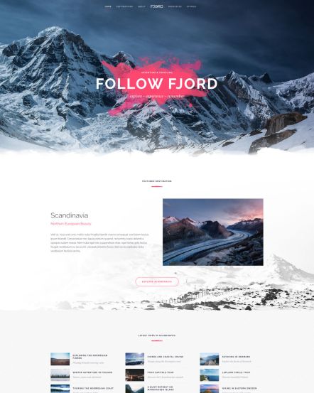 Fjord WordPress theme Home Layout