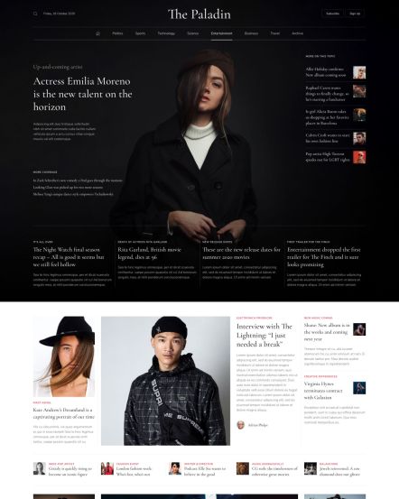 Paladin Joomla template Entertainment Layout