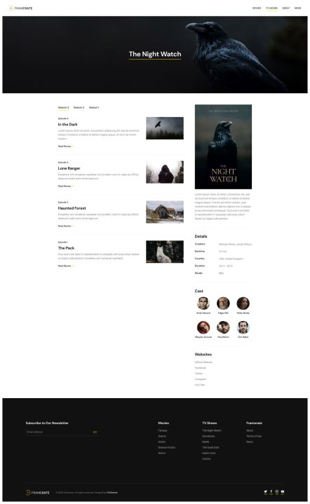 Framerate WordPress theme TV Show Category Layout