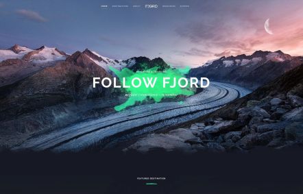 Fjord WordPress theme Home Page in Dark Green Style