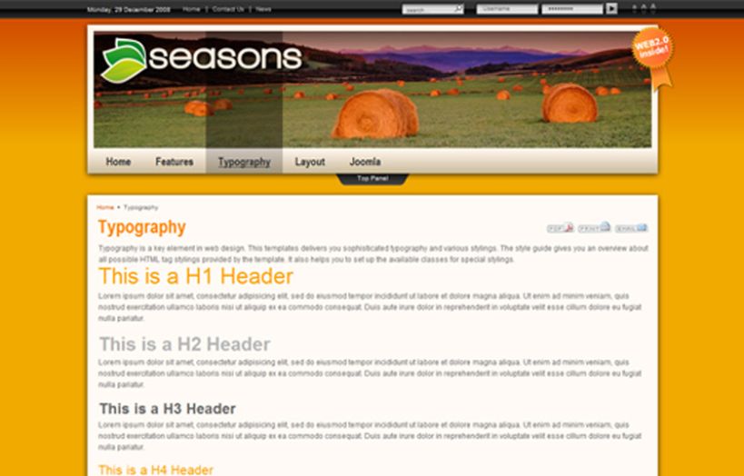 Seasons Joomla Template