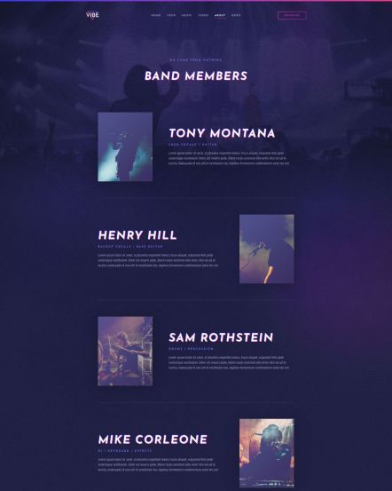 Vibe WordPress theme About Layout