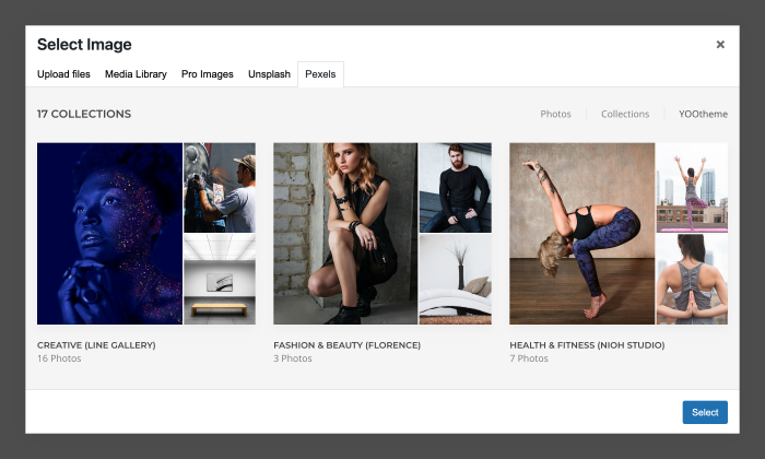 Pexels YOOtheme collection