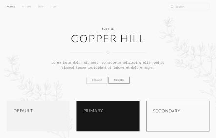 Copper Hill WordPress theme UI Elements in Light Black Style