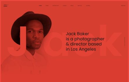 Jack Baker WordPress theme Home Page in Red Black Style