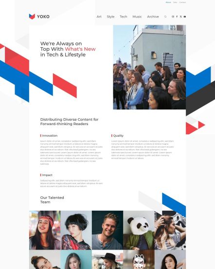 Yoko Joomla template About Layout