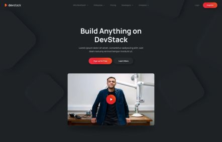 DevStack Joomla template Home Page in Dark Red Style