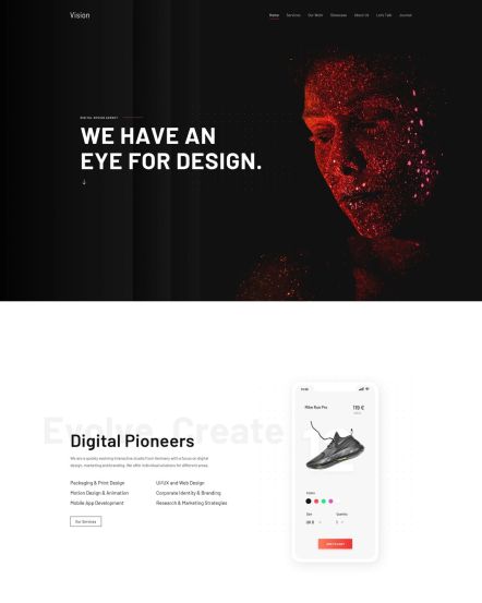 Vision WordPress theme Home Layout