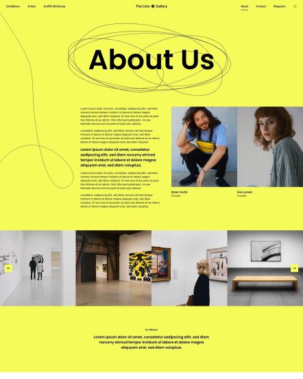 Line Gallery WordPress theme About Layout