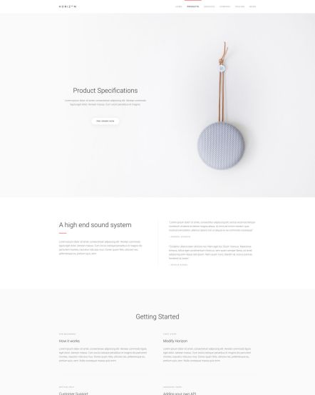 Horizon WordPress theme Product Layout
