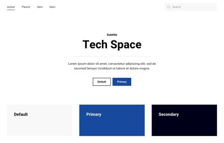 Tech Space WooCommerce theme UI Elements in White Darkblue Style