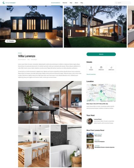 Design Escapes WordPress theme Accommodation Post Layout