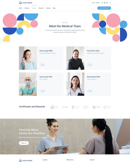 Union Dental WordPress theme Doctors Layout